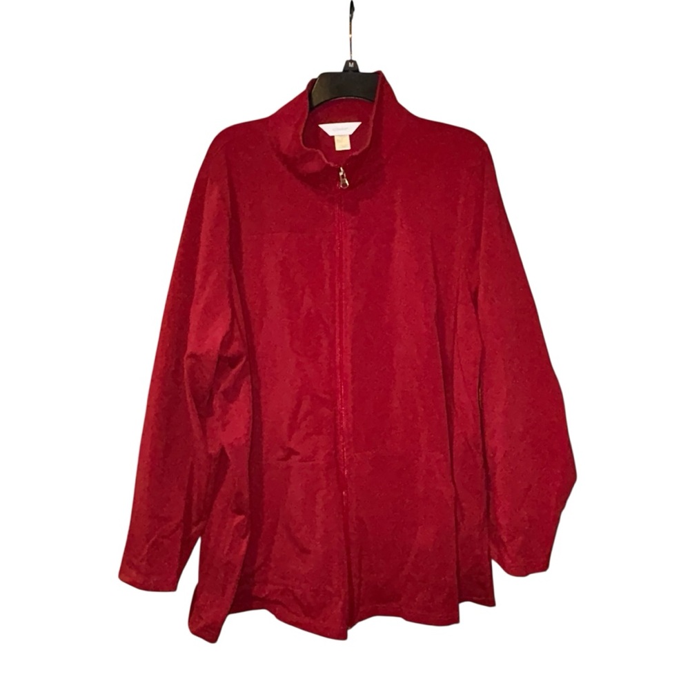 CJ Banks Red Lightweight Jacket Women’s 3X Full Zip Cotton Blend
